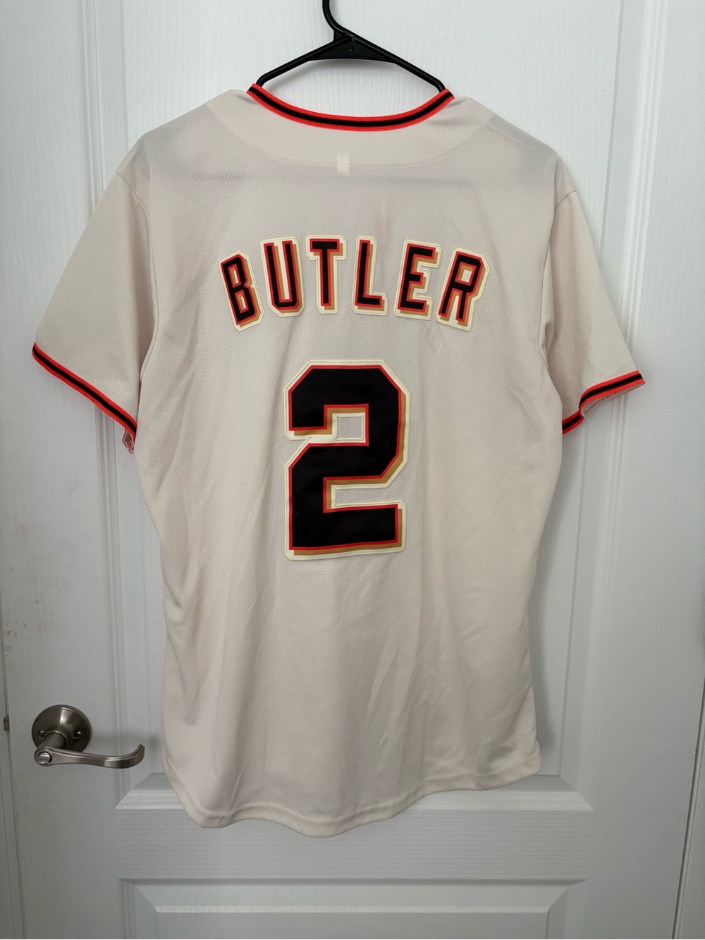 White Butler #2 Baseball Jersey with Red and Black Trim